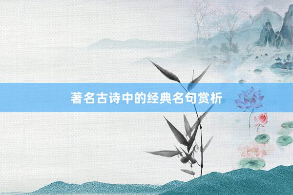 著名古诗中的经典名句赏析